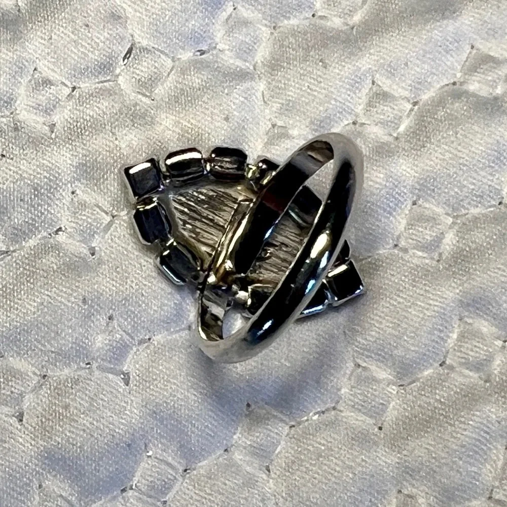 Vintage Sarah Coventry Faux Pearl and Rhinestones Adjustable Band Ring